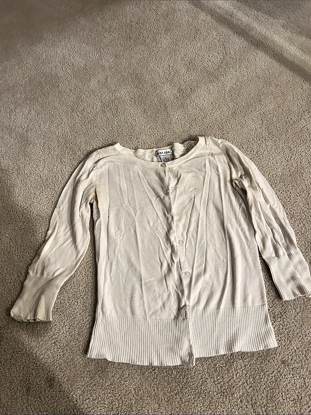 wet seal Women's Ribbed Hem Cardigan in White